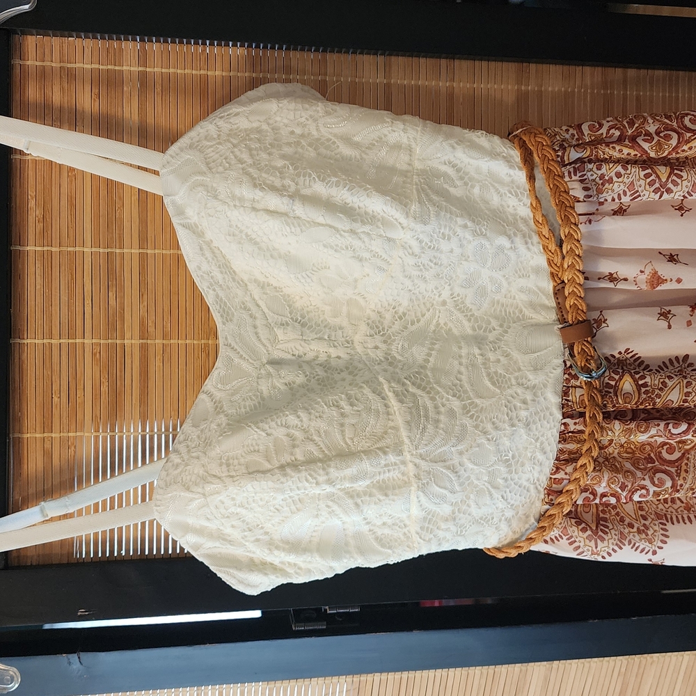 AUW Cream Dress with Brown Accents